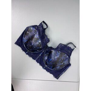 Adore Me women's 44G Lisette Contour blue starry night balconette underwire bra